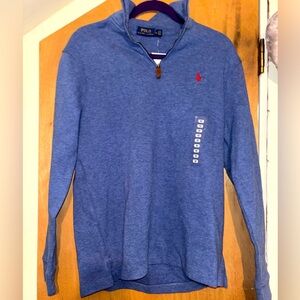 Polo Ralph Lauren Men’s Quarter Zip Blue Heather Sweater size medium NWT